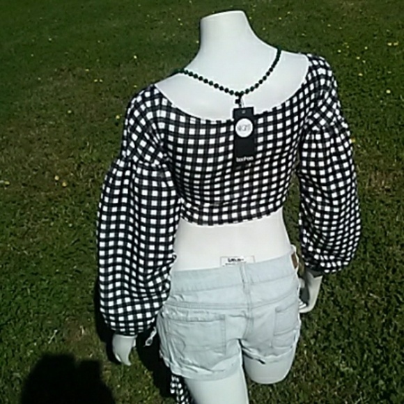 𝅺NWT - Boohoo- Tina Gingham Wrap Crop Top - Picture 5 of 11